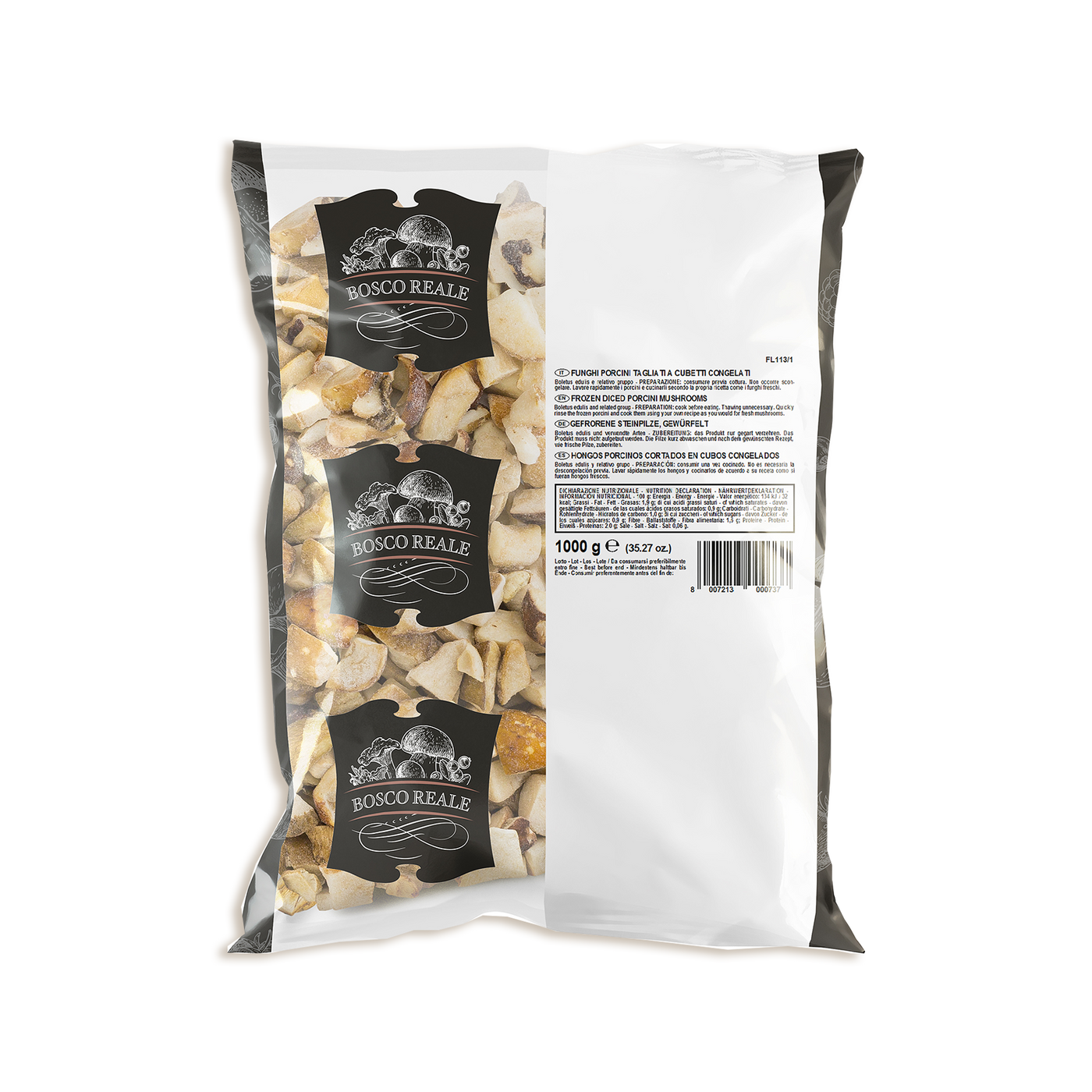 Porcini cortados a dados congelados