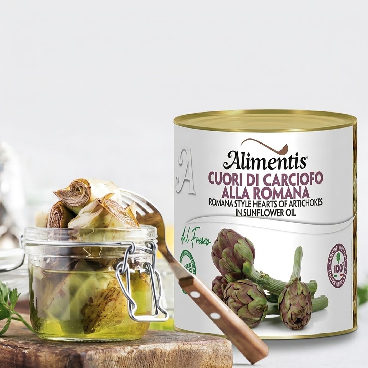 receta de Corazones de alcachofa a la romana con pie y en aceite
