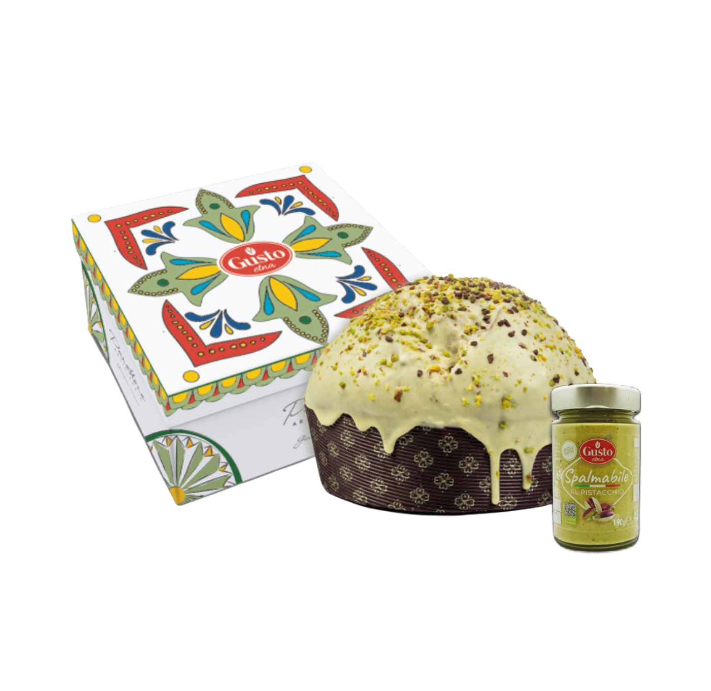 Panettone artesanal de pistacho (750g) con tarro de crema de pistacho