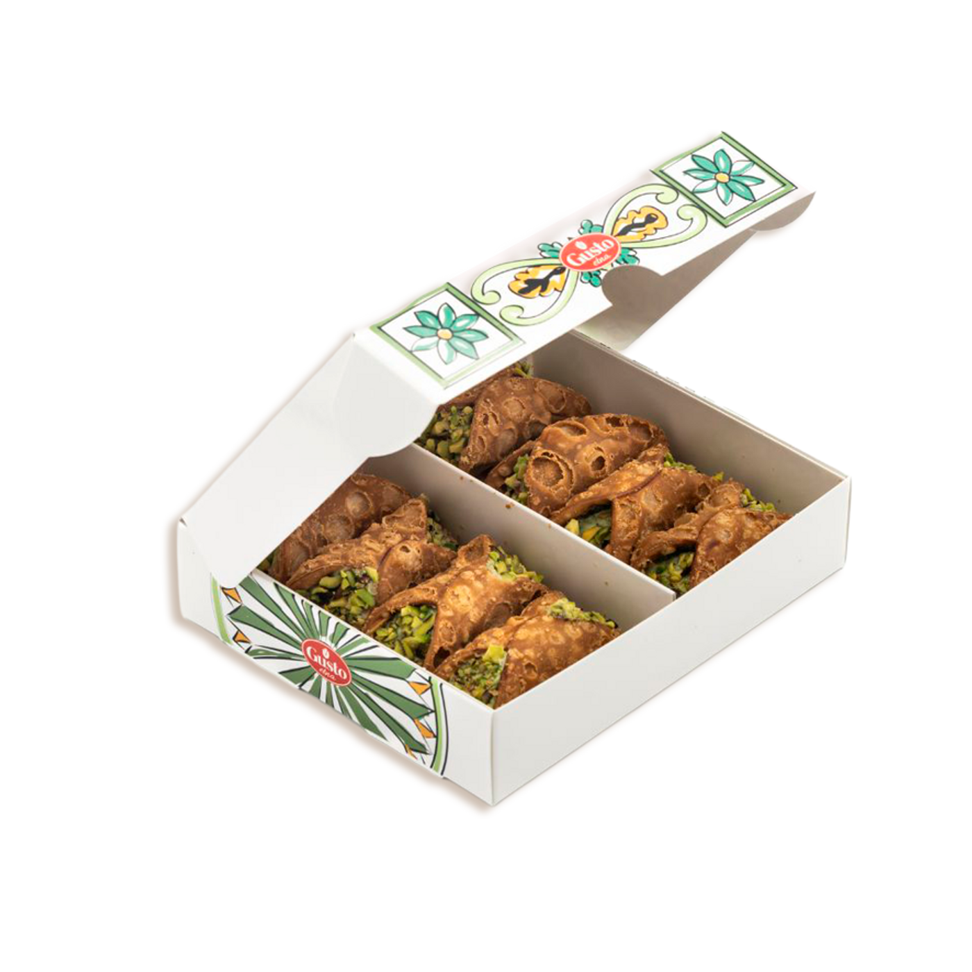 Cannoli con crema y granella de pistacho