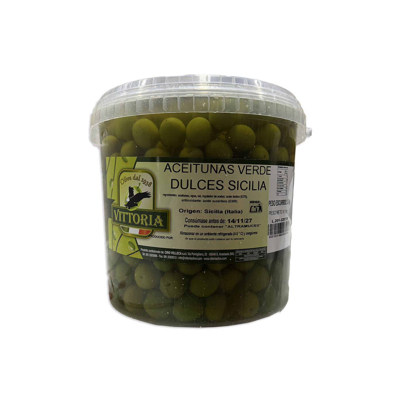 Aceitunas verdes dulces de sicilia
