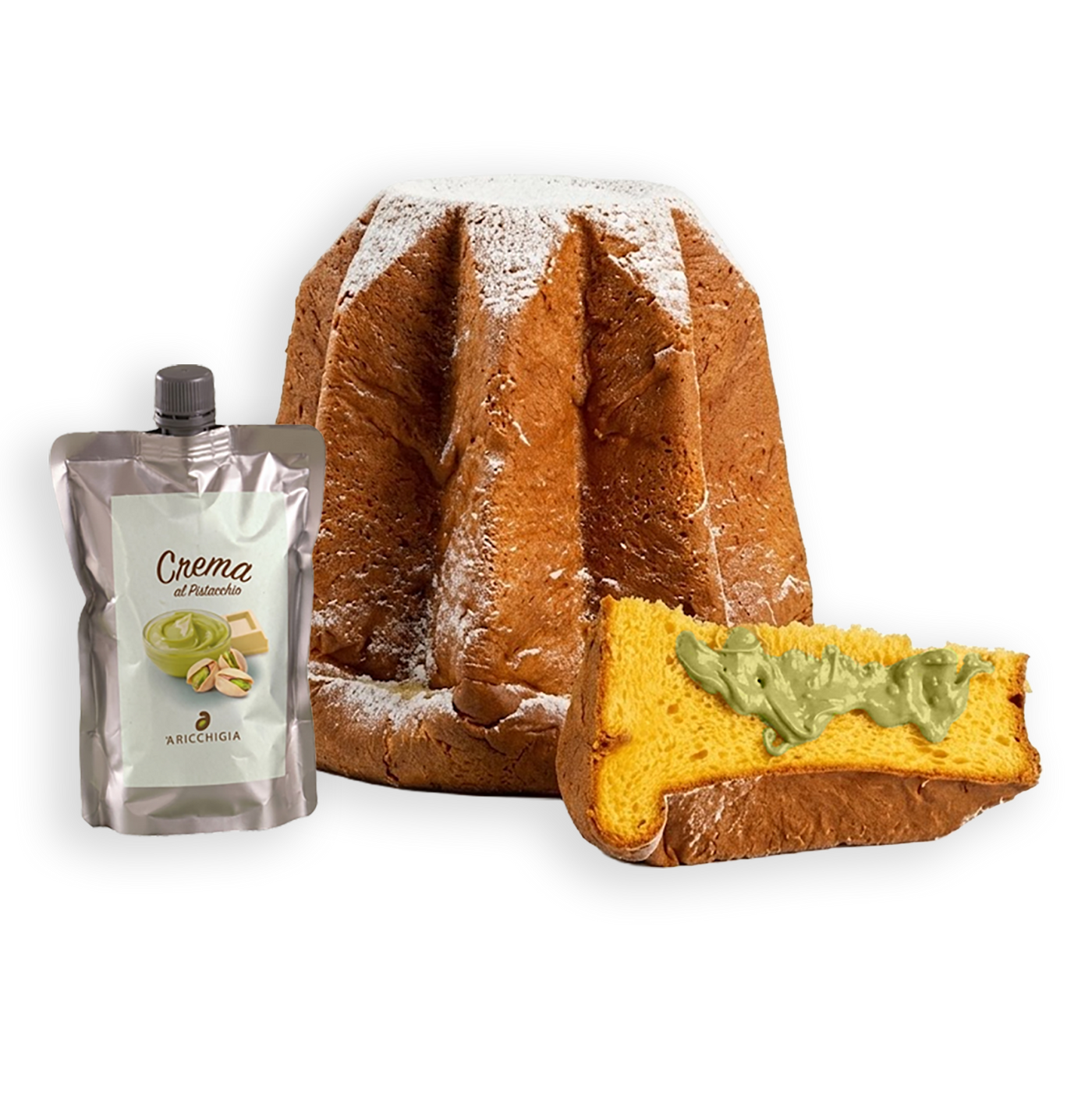 Pandoro al pistacho con speedy cream