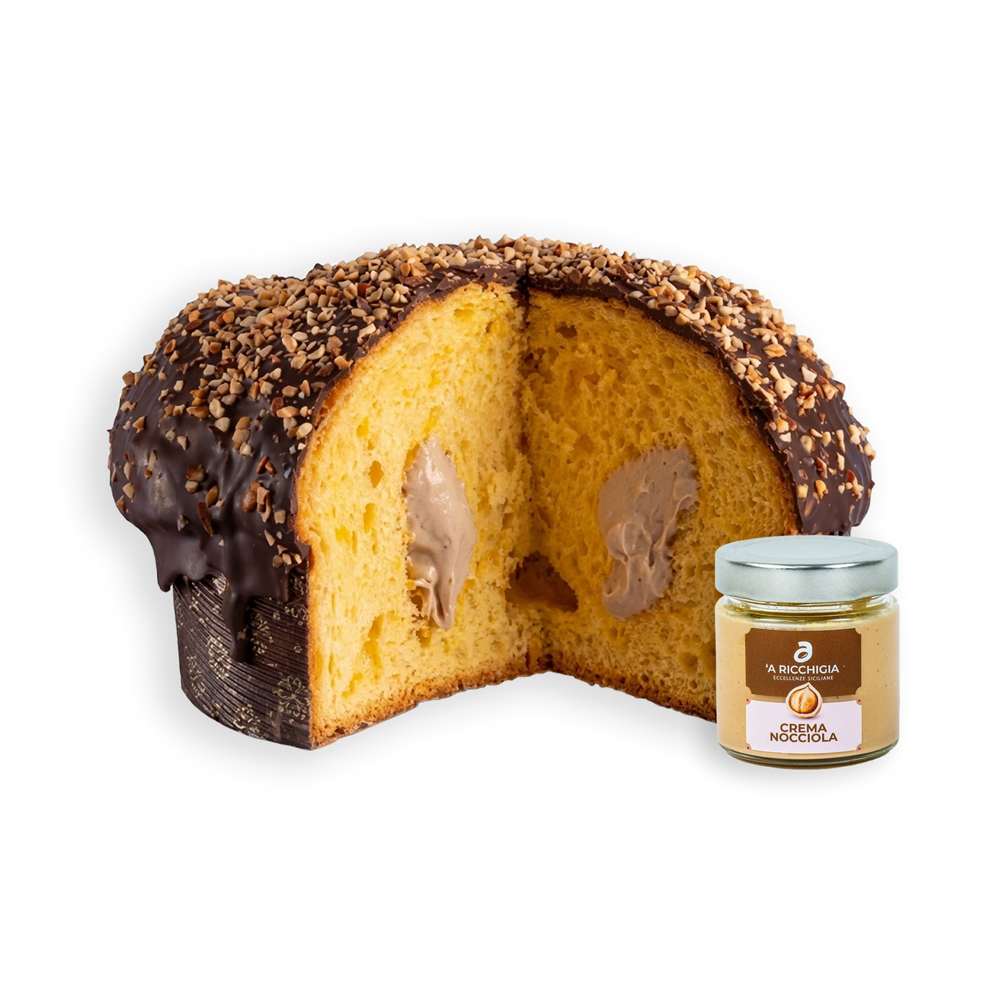 Panettone a l'avellana amb vas de crema d'avellana