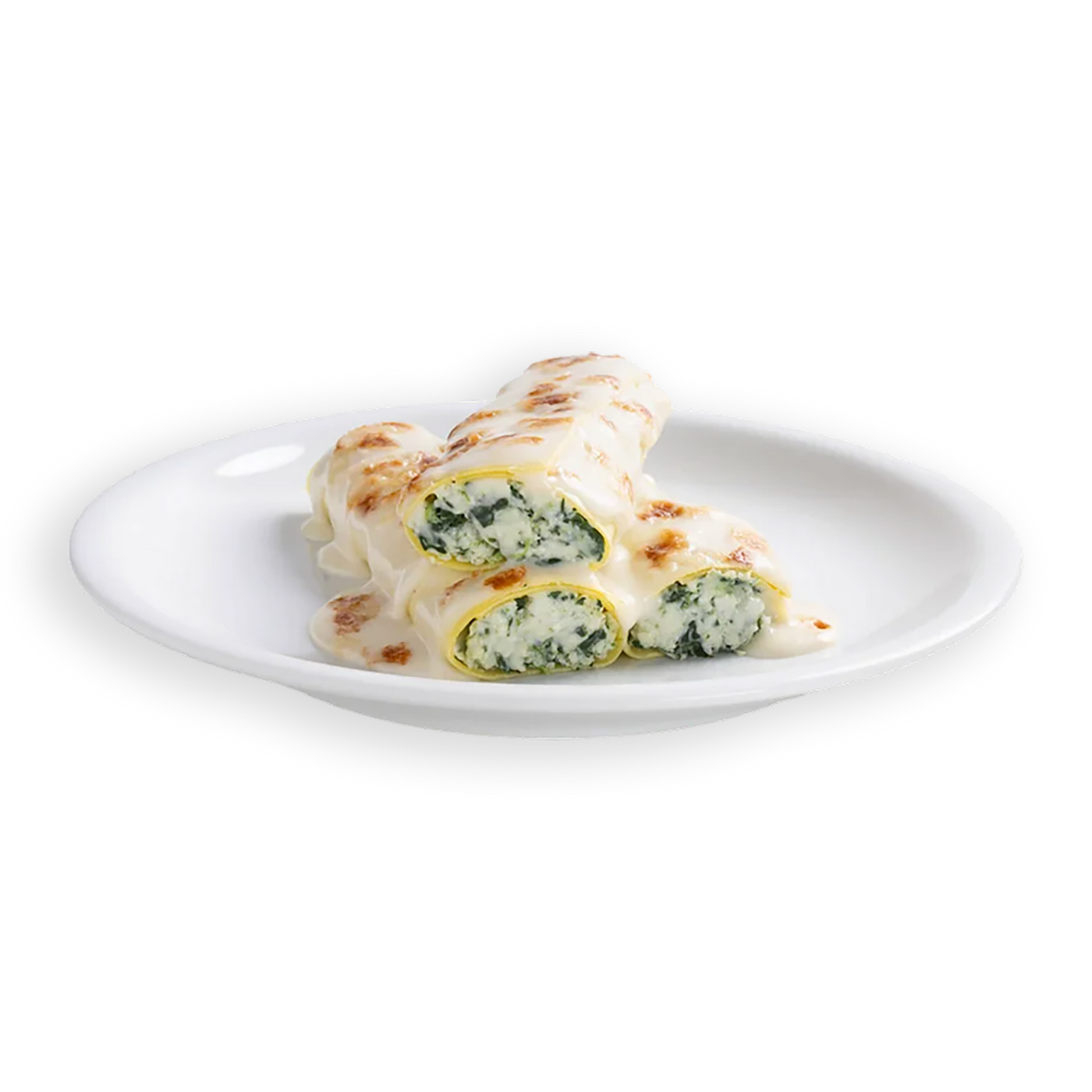 Canelones de ricotta y espinacas con bechamel