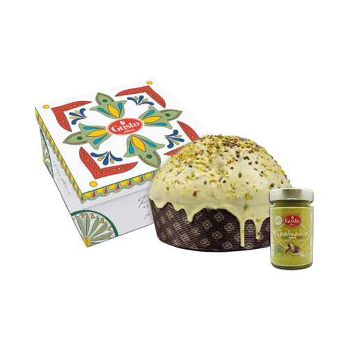 Panettone artesanal de pistacho (750g) con tarro de crema de pistacho
